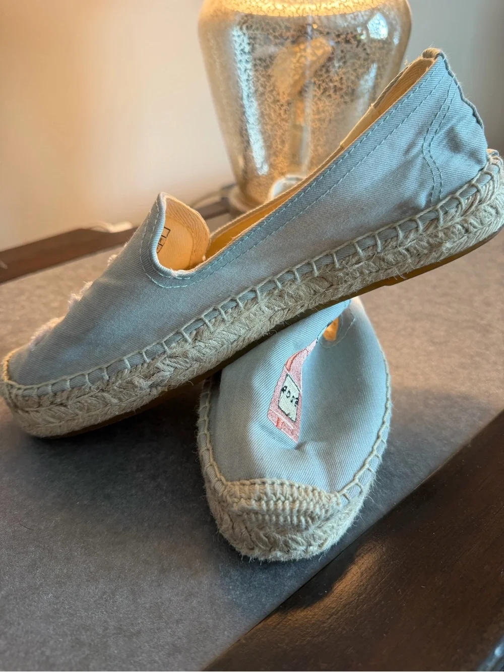 Soludos Light Blue Embroidered Rose Espadrilles